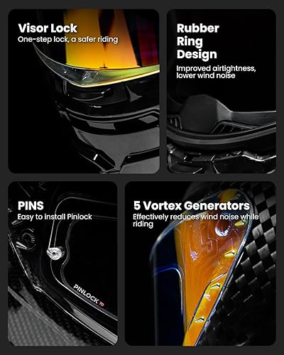 Miniatura 7 de ILM Casco de motocicleta de fibra de carbono, casco de carreras de cara completa para adultos, DOT ECE, Cascos para Motos MF577P (carbono forjado,