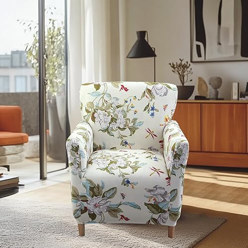 Vista 6 de FUANGUI Banquet Armchair Slipcover Printed Chair Covers with Arms Stretch Club Chair Slipcover Soft Armchair Sofa Covers Anti-Slip Furniture 23
