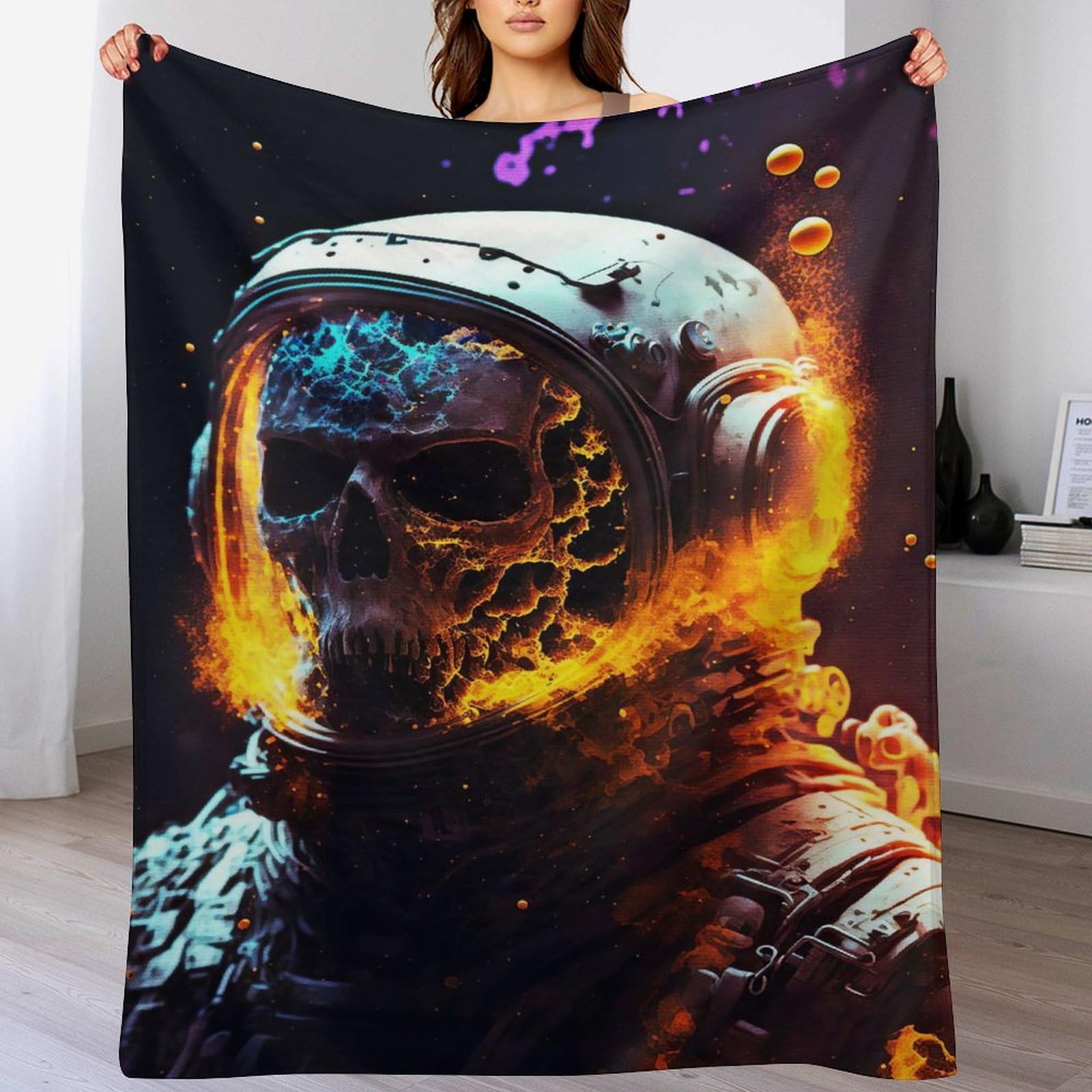 Manta de calavera para sofa y tardes de pelicula manta de franela suave