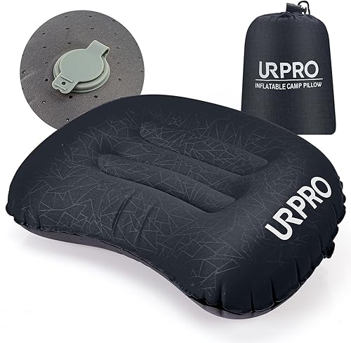 Almohada inflable ultraligera de viaje para campamento, compresible, compacta, cómoda, ergonómica, para cuello y campamento de apoyo lumbar,