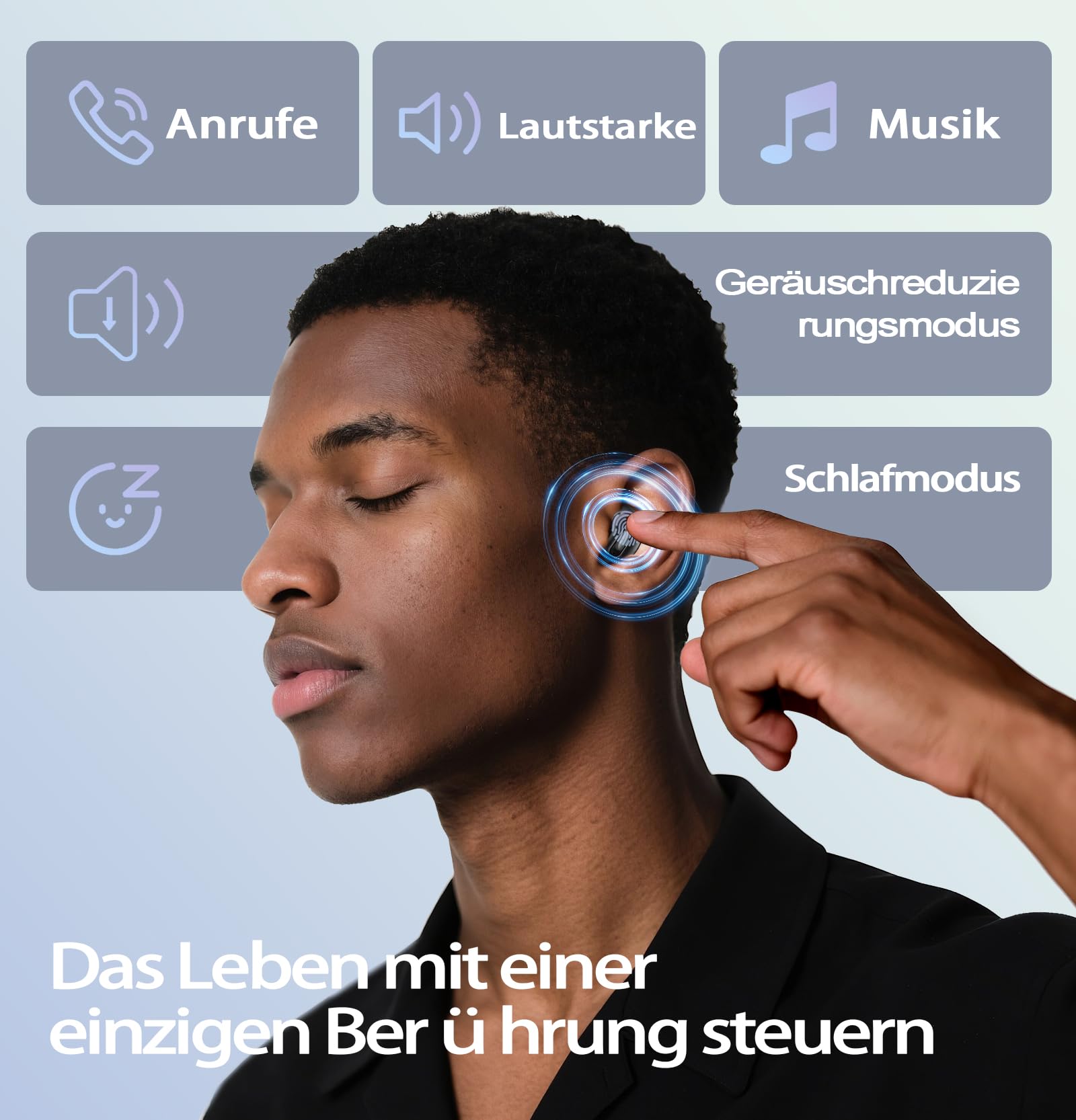 Bluetooth Kopfhörer, Schlafkopfhörer, In-Ear Kopfhörer Kabellos Bluetooth 5.4, Hi-Fi Sound mit ANC+ENC 4 Mikrofone 48H Kopfhörer, IPX7 Schlafmodus ohne Warnungen komfortabel Seitenschläfer Samtschwarz