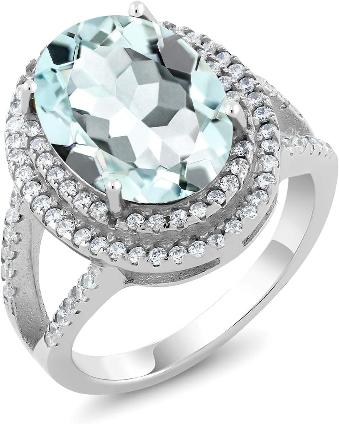 Gem Stone King 5-10 Cttw Gemstone Birthstone Ring For Women | 925 Sterling Silver | Oval 14X10MM | Wedding Engagement Anniversary Promise Ring For Women | Available In Size 5, 6, 7, 8, 9