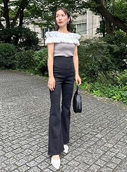 フリルニットトップス AZUL BY MOUSSY ニット FRONT FRILLED KNIT TOPS/フロントフリル