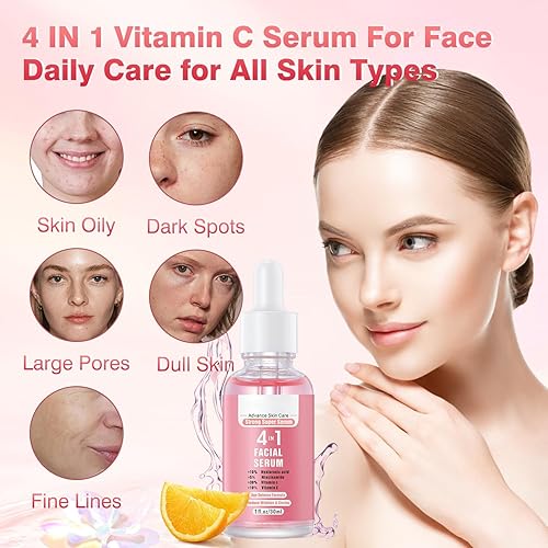 Miniatura 5 de Suero de vitamina C para cara, suero facial antienvejecimiento con vitamina C, ácido hialurónico, vitamina E, iluminador, esencia reparadora, suero