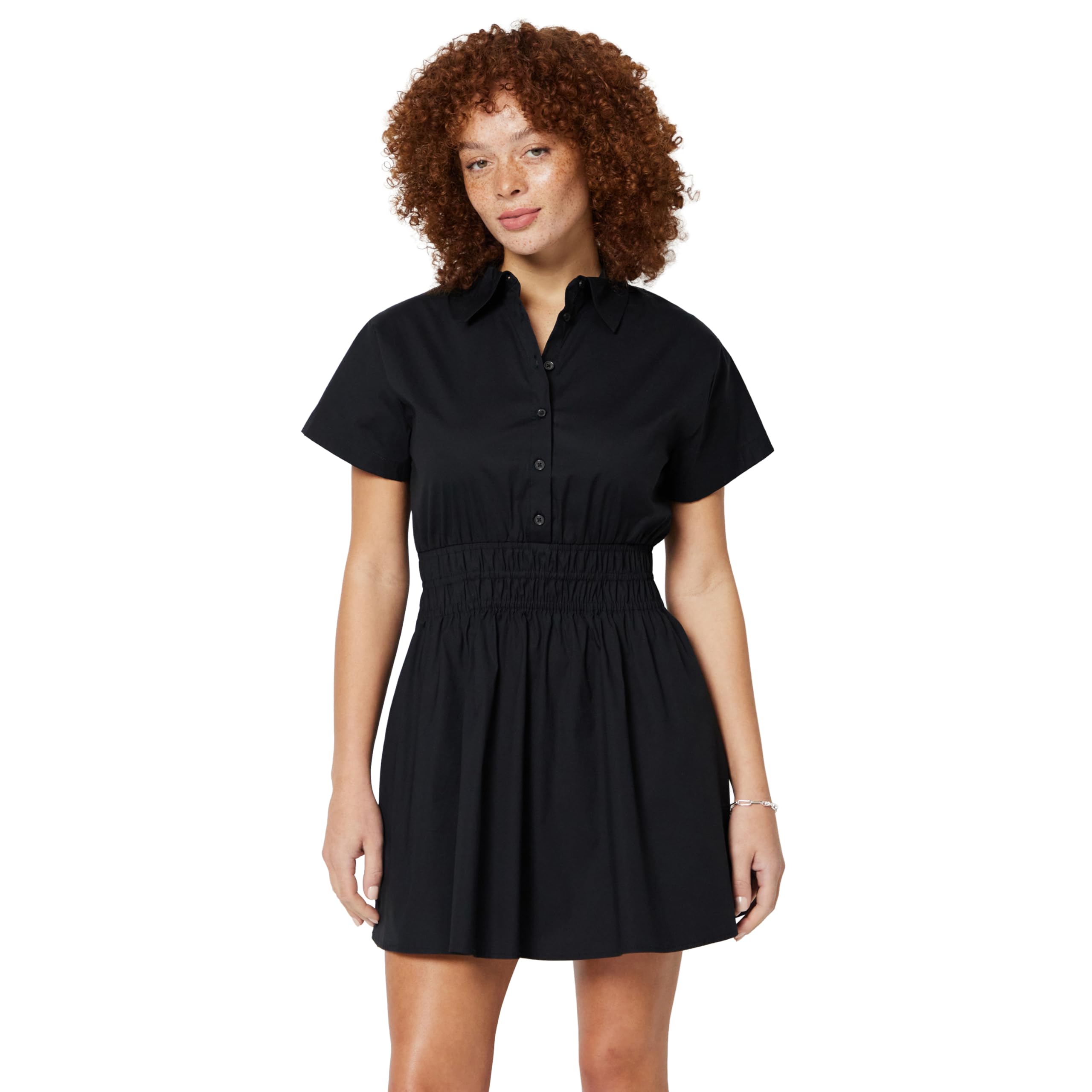 Robe ajustée et évasée en popeline de coton qui galbe la taille
