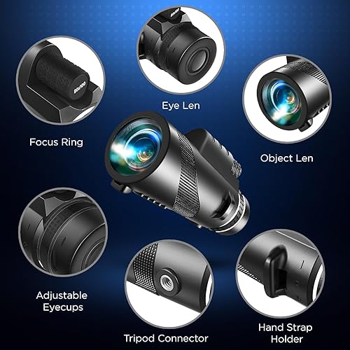 Miniatura 5 de Telescopio monocular de alta potencia de 80 x 100 para smartphone, monoculares para adultos, telescopio monocular de alta definición para observar