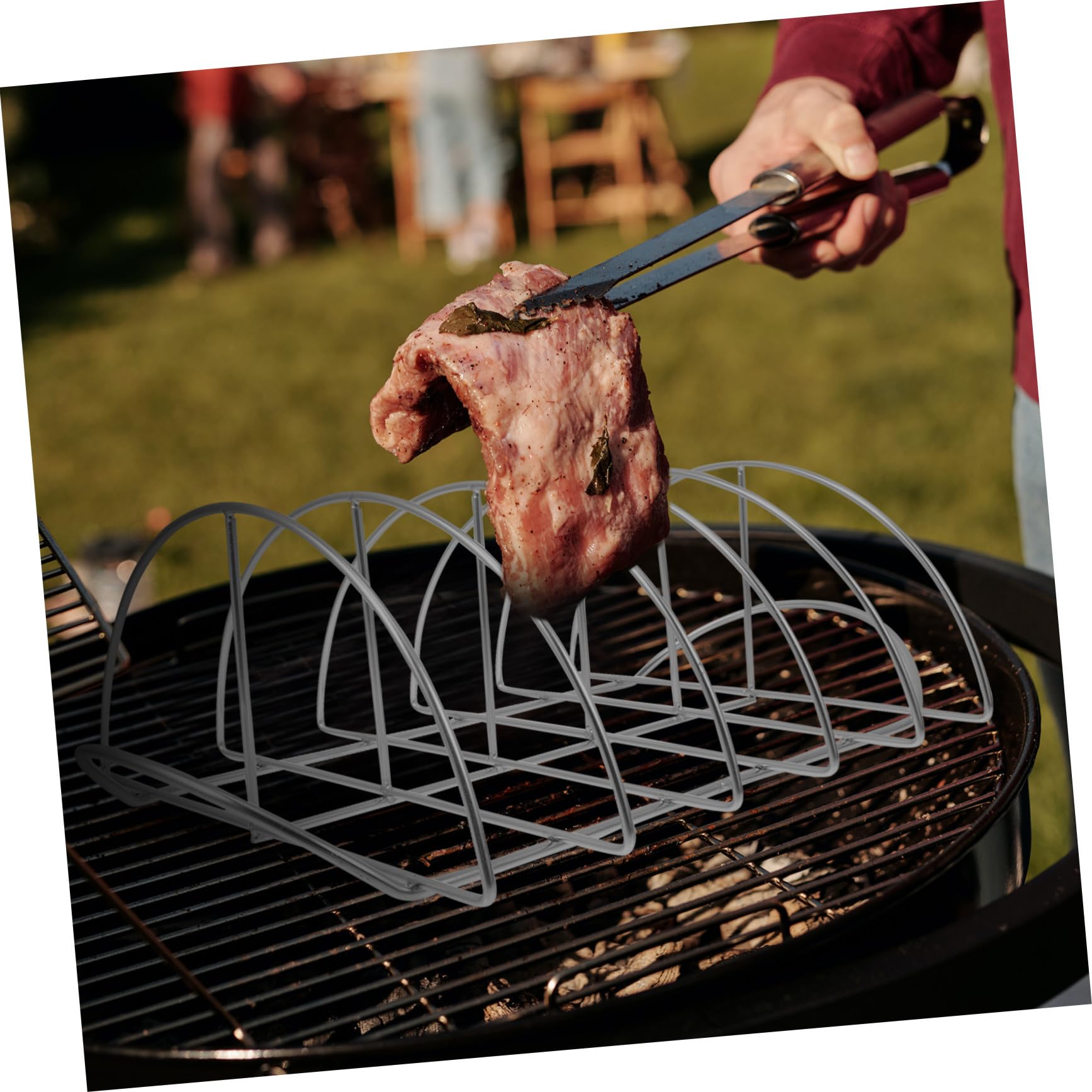 Parrilla Rápida Absorción de Calor para Barbacoa Portátil de Acero Inoxidable Adecuado para Picnic y Barbacoa en Casa