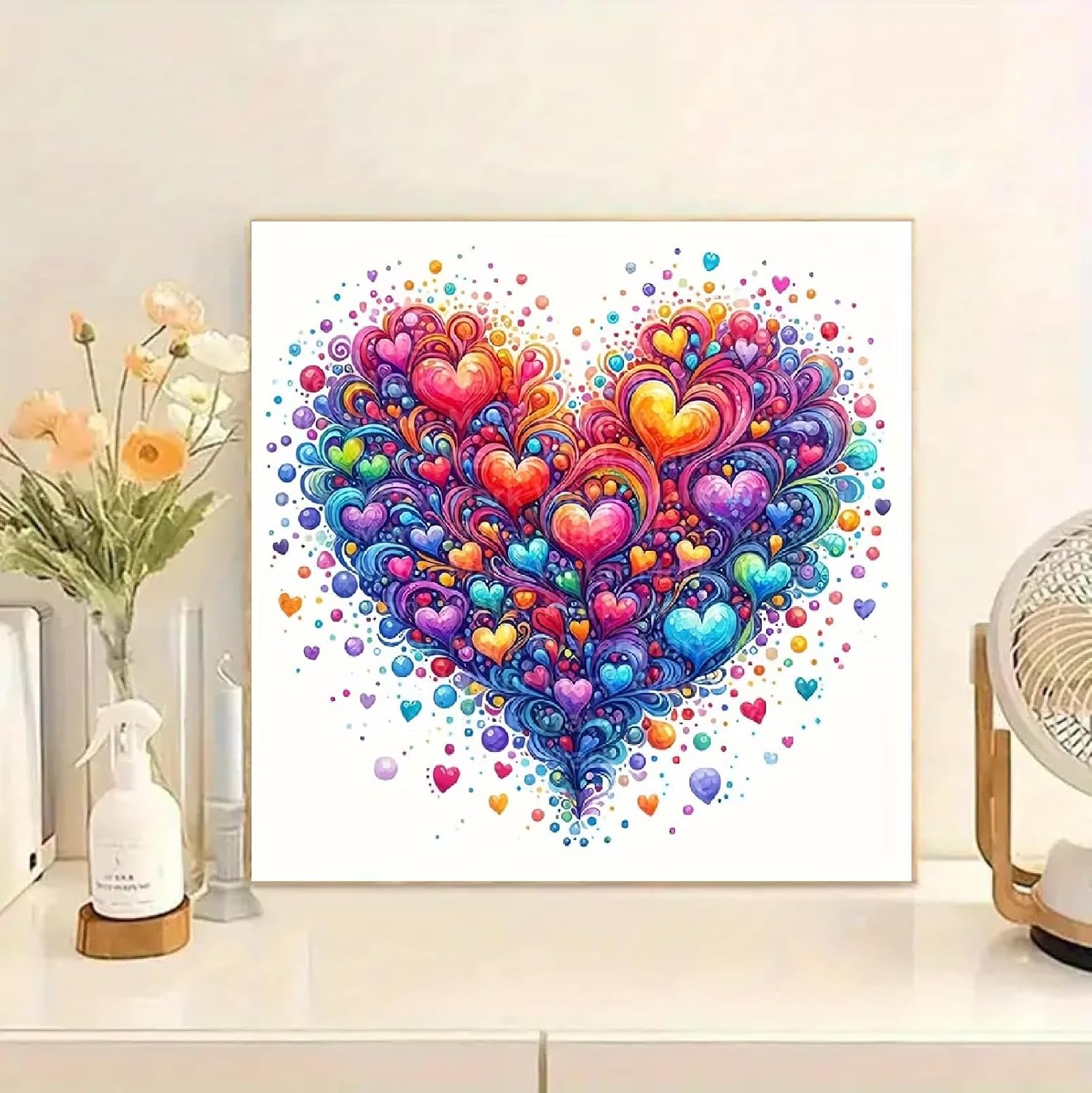 JFYHAB 5D Heart Diamond Painting Kits for Adults, Heart Diamond Art Kits for Adults Beginner, DIY Full Drill Diamond Dot Gem Painting for Home Wall Decor 12x12inch