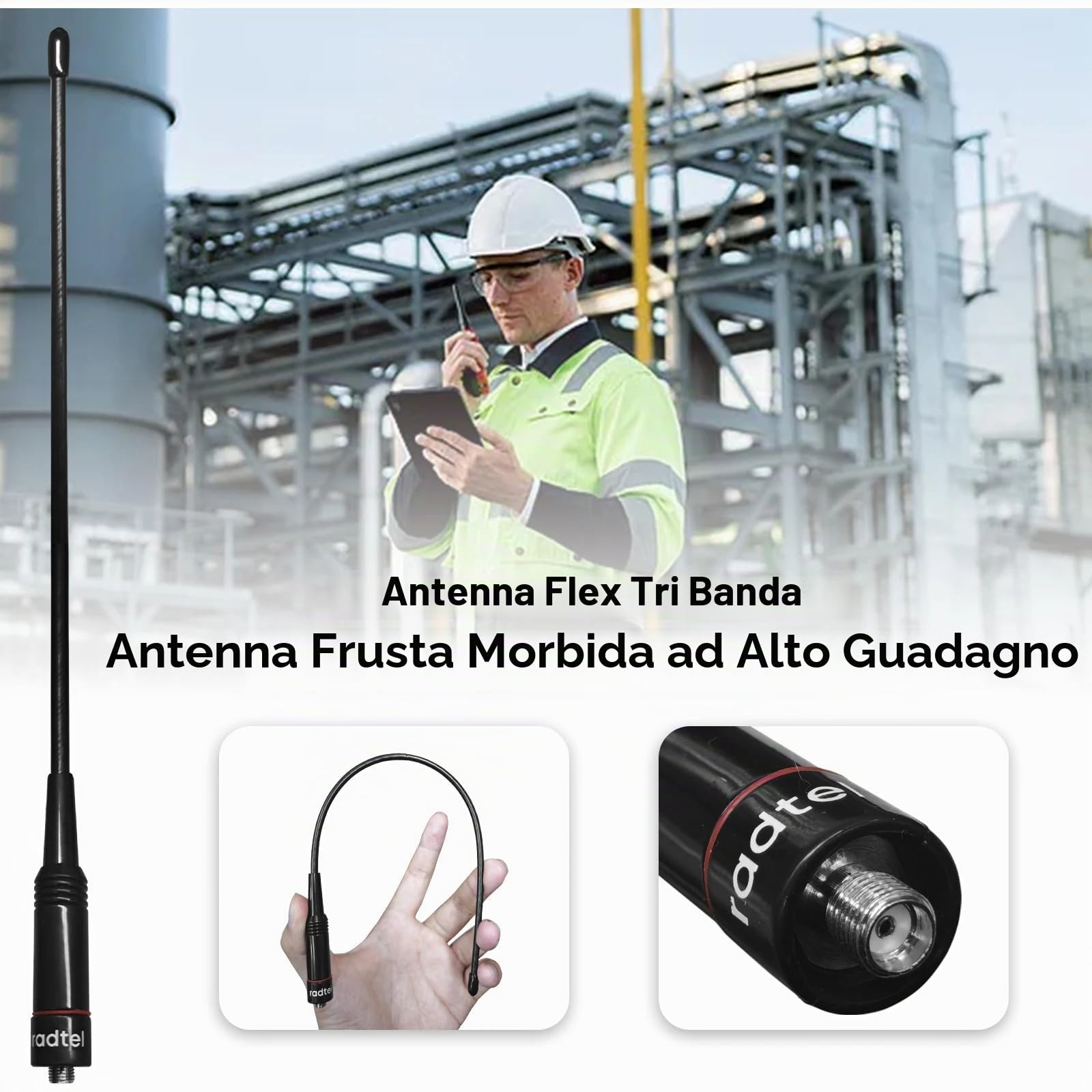 Radtel Tri-Band Flex-Antenne RHD-771S 144//220/430Mhz 35cm/13,7 Zoll SMA-Buchse Faltbare weiche Antenne kompatibel mit Baofeng radtel RT-900 RT-920 RT-860 RT-880 RT-950 Radios