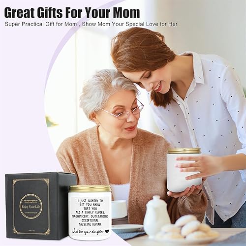Miniatura 8 de Divertida vela de regalo para mamá papá de hija 7 onzas de cera de soja lavanda perfumada de largo tiempo de combustión para mamá, regalos únicos