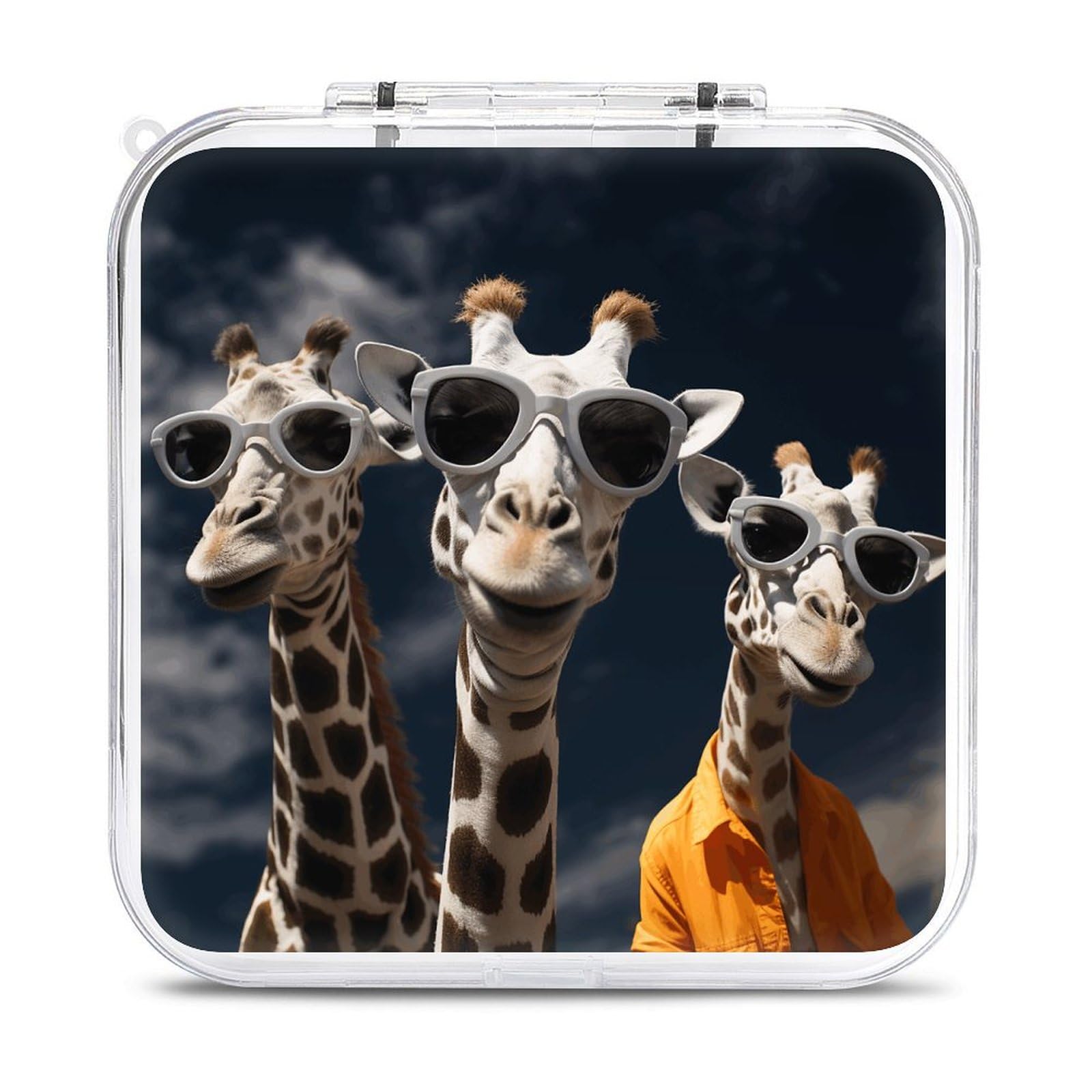 ZXDSKGYN Portable Switch Game Card Case-Three Giraffes Wearing Sunglasses Game Cartridge Holder Case with 12 Game Card Slots-Protective