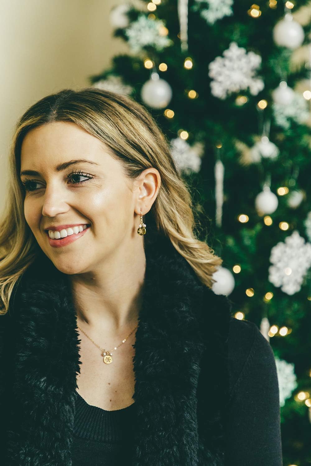 Unique Snowflake Pendant - 14KT Gold-Filled Necklace 16 In. - Winter Wedding Bridesmaid Proposal Gift