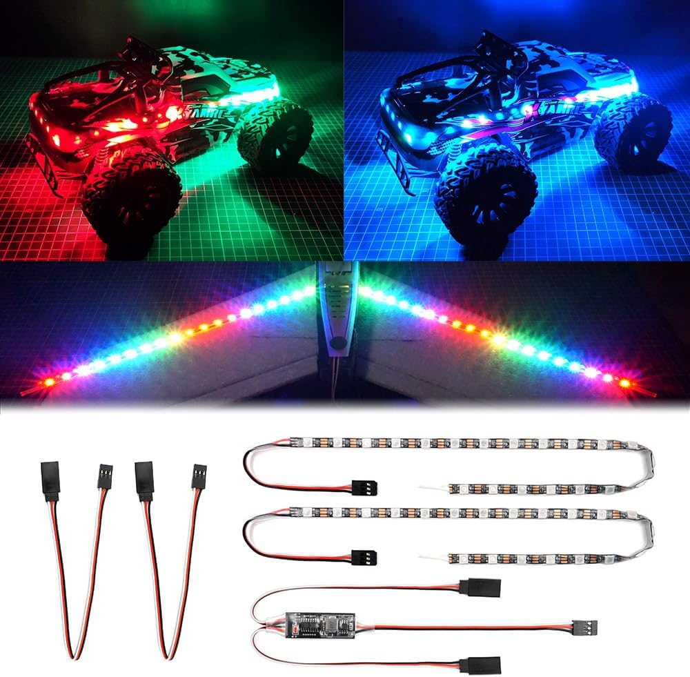 RC LED Light Strips Kit for RC Car Crawler Truck Airplane Boat Drone Fixed Wing Traxxas TRX4 Axial SCX10 Color Changeable