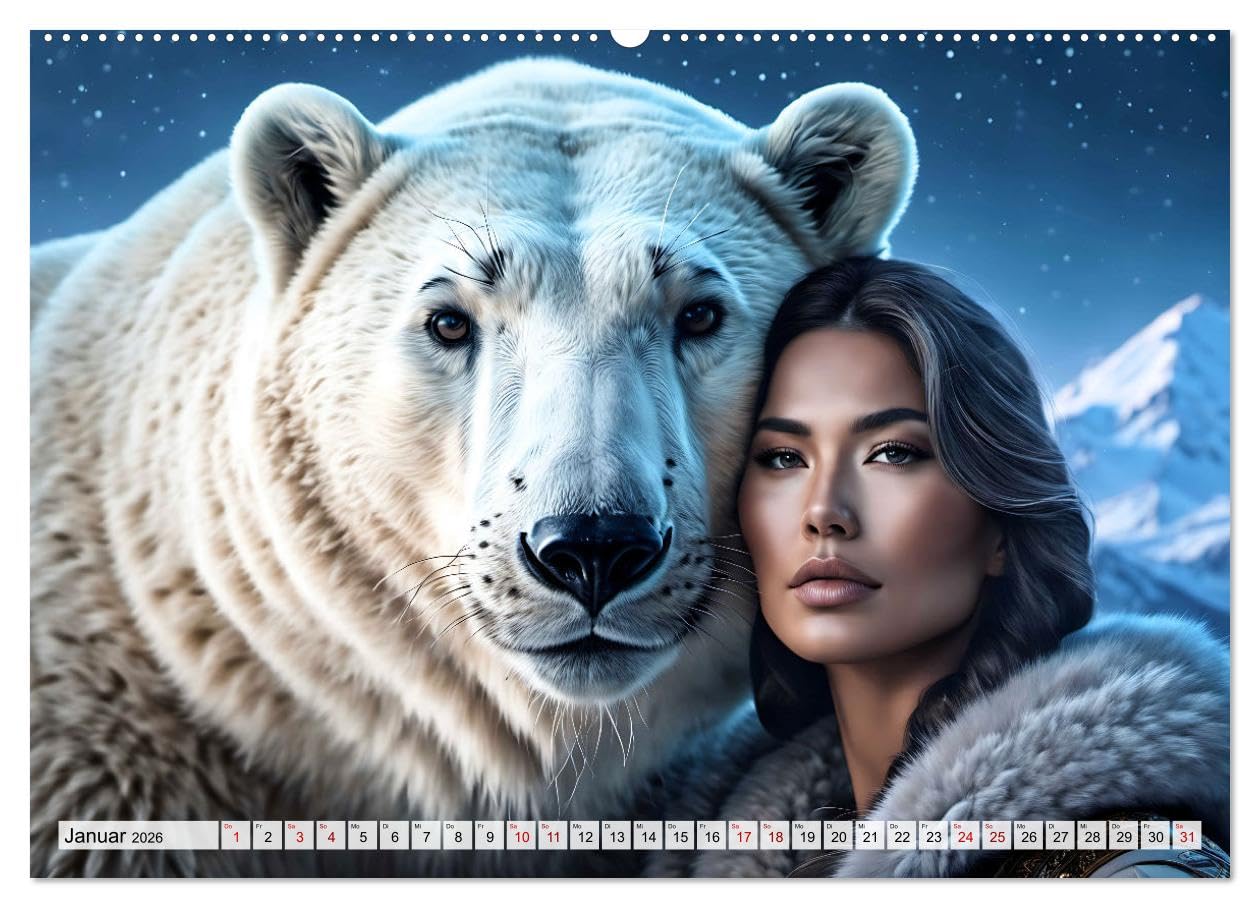 Raubtiere auf Kuschelkurs (hochwertiger Premium Wandkalender 2026 DIN A2 quer), Kunstdruck in Hochglanz: Traumhafte Bilder märchenhafter Begegnungen ... und kuscheligen Bären (CALVENDO Tiere)