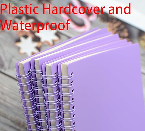 Miniatura 3 de Yansanido Cuaderno en espiral, 4 unidades de 8.3 x 5.9 pulgadas, tapa dura de plástico grueso púrpura A5 de 0.315 in, 80 hojas, 160 páginas para