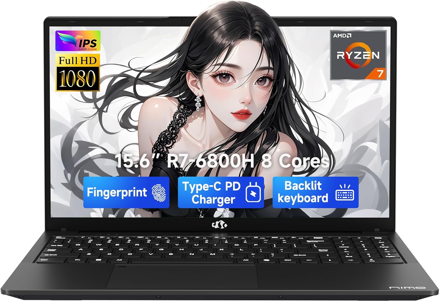 NIMO 15.6″ IPS FHD-Gaming-Laptop, 8 Cores AMD Ryzen 7 6800H 16GB DDR5 RAM 512GB SSD (Beat i7-12700H, Up to 4.7GHz) AMD Radeon 680M GPU-Computer with 100W Type-C Backlit Keyboard, Fingerprint NIMO 15.6″ IPS FHD-Gaming-Laptop, 8 Cores AMD Ryzen 7 6800H 16GB DDR5 RAM 512GB SSD (Beat i7-12700H, Up to 4.7GHz) AMD Radeon 680M GPU-Computer with 100W Type-C Backlit Keyboard, Fingerprint