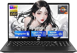 NIMO 15.6" IPS FHD-Gaming-Laptop, 8 Cores AMD Ryzen 7 6800H 32GB DDR5 RAM 1TB SSD (Beat i7-12700H, Up to 4.7GHz) AMD Radeon 680M GPU-Computer with 100W Type-C Backlit Keyboard, Fingerprint
