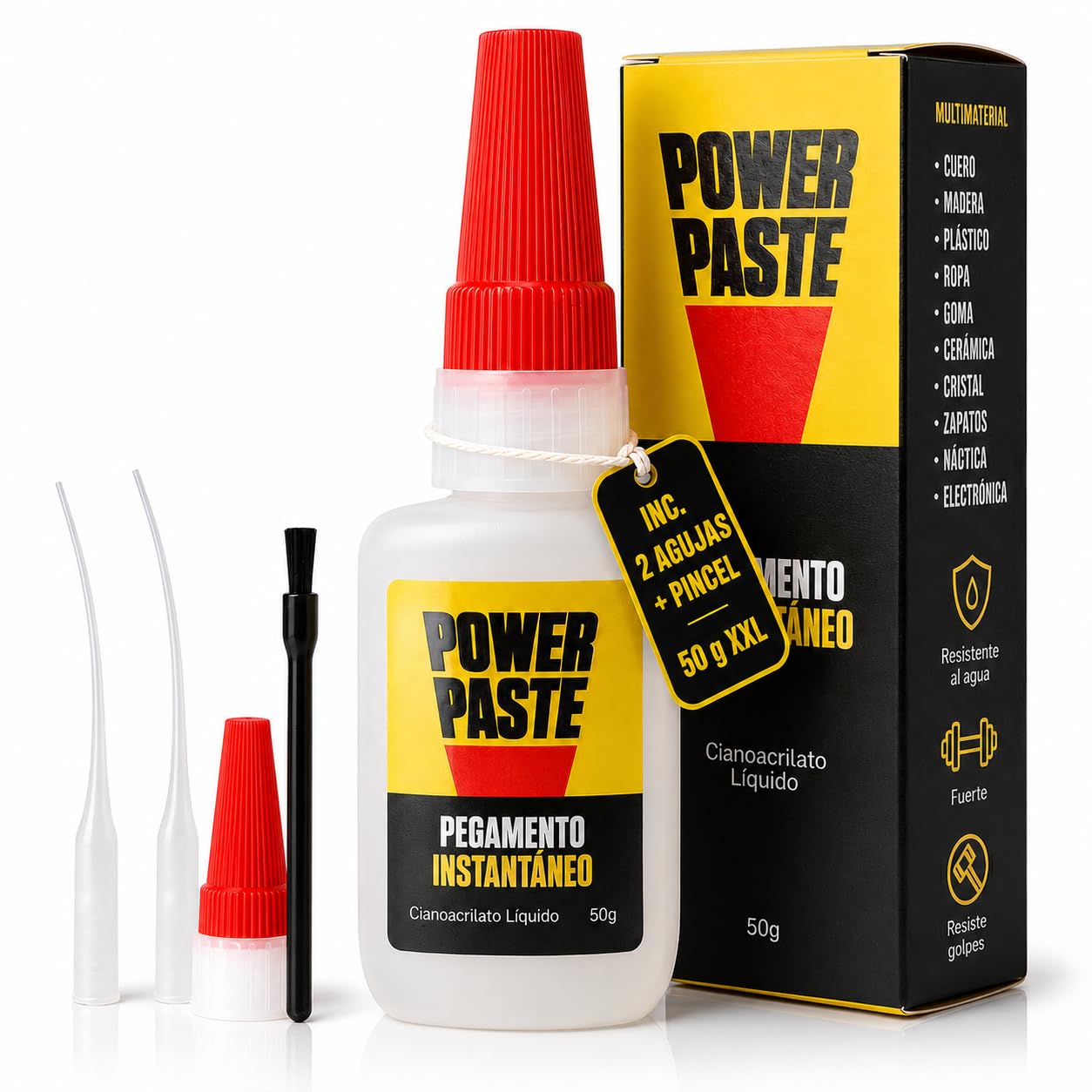 PowerPaste Super Glue XXL – Pegamento fuerte de cianocrilato extrafuerte 50 g | Secado rápido y resistente al agua | Ideal para bricolaje, manualidades y reparaciones domésticas | Multimaterial