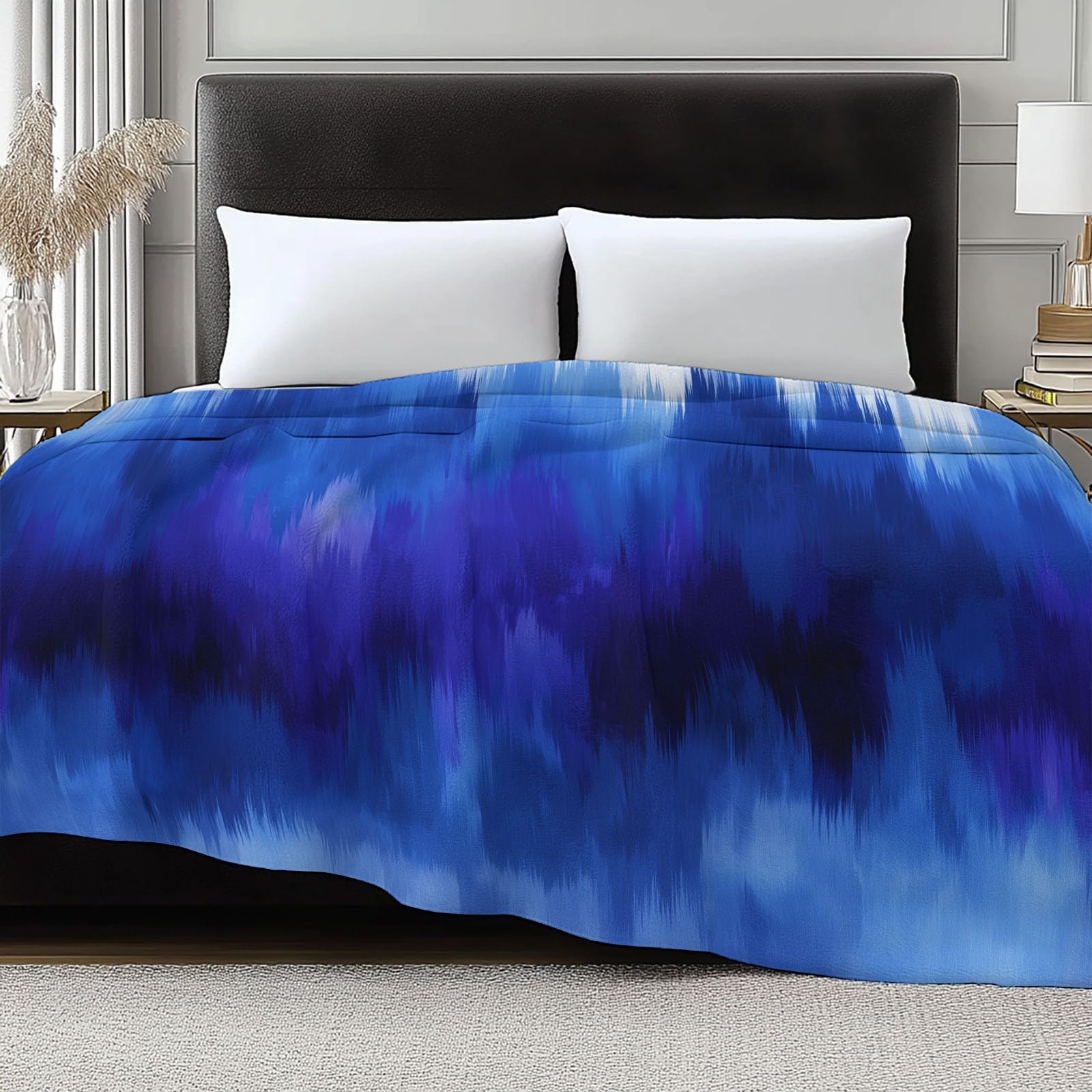 Generico Koc czterosezonowy Tie Dye Paski Na Sofę Krzesło, Miękkie Kocyki Flanelowe Sztuka Abstrakcyjna - Ciepła Kołdra Sherpa, Pluszowa Miękka Narzuta Na Łóżko, 180 x 200 cm