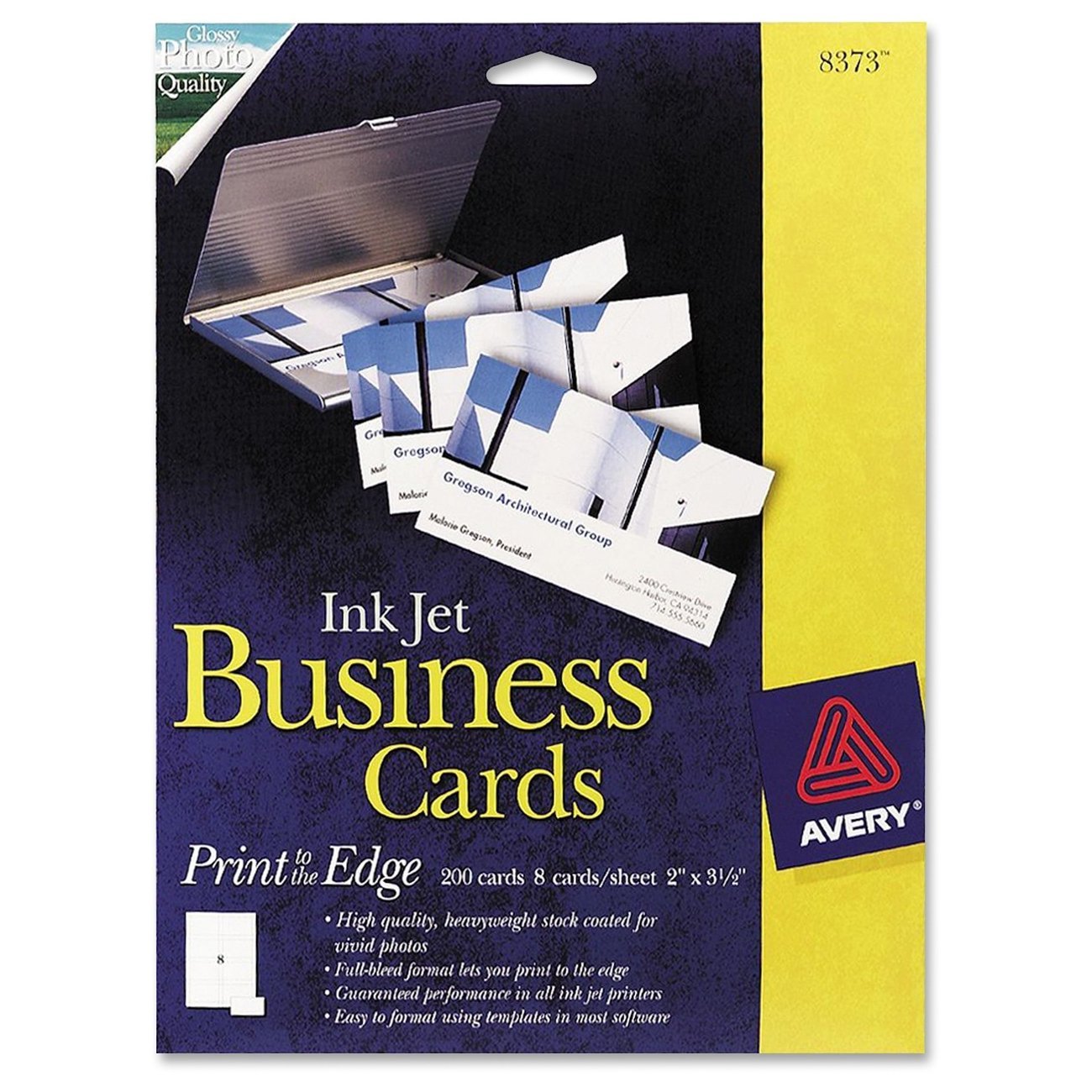 Avery 8373 Print-to-the-Edge Microperf Business Cards, Inkjet, 2x3 1/2, White, Gloss (Box of 200)