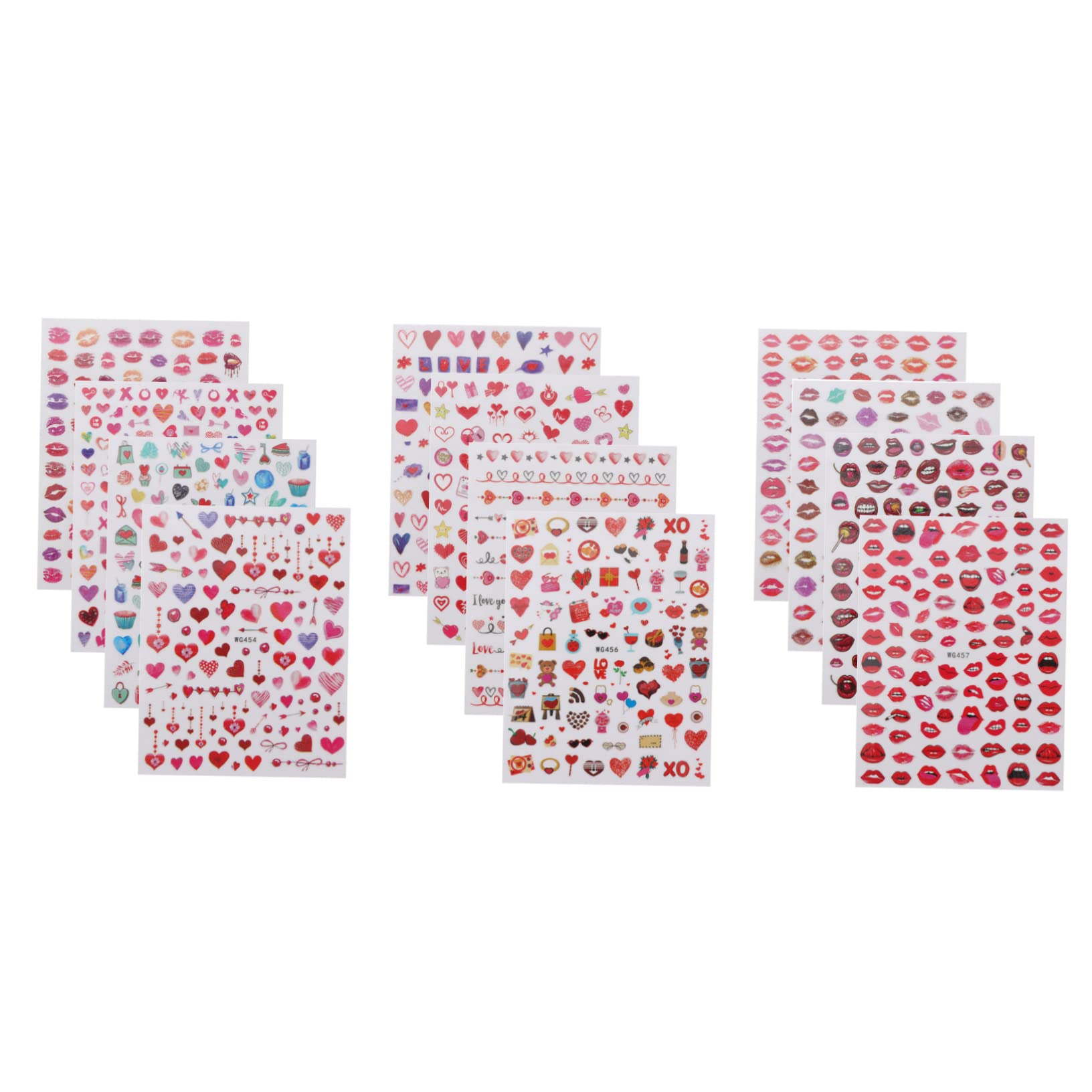 SHERCHPRY 3 Series Pegatinas De Corazón Para Decoración De Uñas Calcomanías Para Decoración De Uñas Pegatinas Para De DIY Decoraciones Para De San Valentín 12 hojas*3