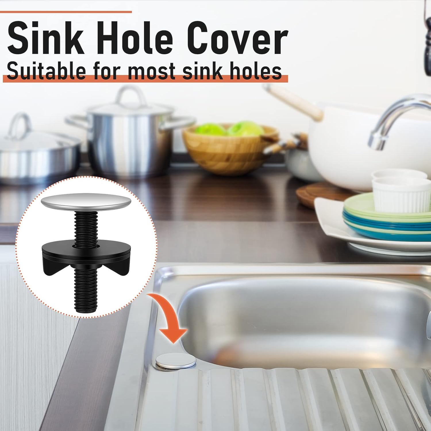 12 Pcs Stainless Steel Sink Hole Cover - Faucet Cap Kitchen Blanking Metal Plug for Top Holes - Bathroom Accessories, 0.6 to 1.6 Inch in Diameter