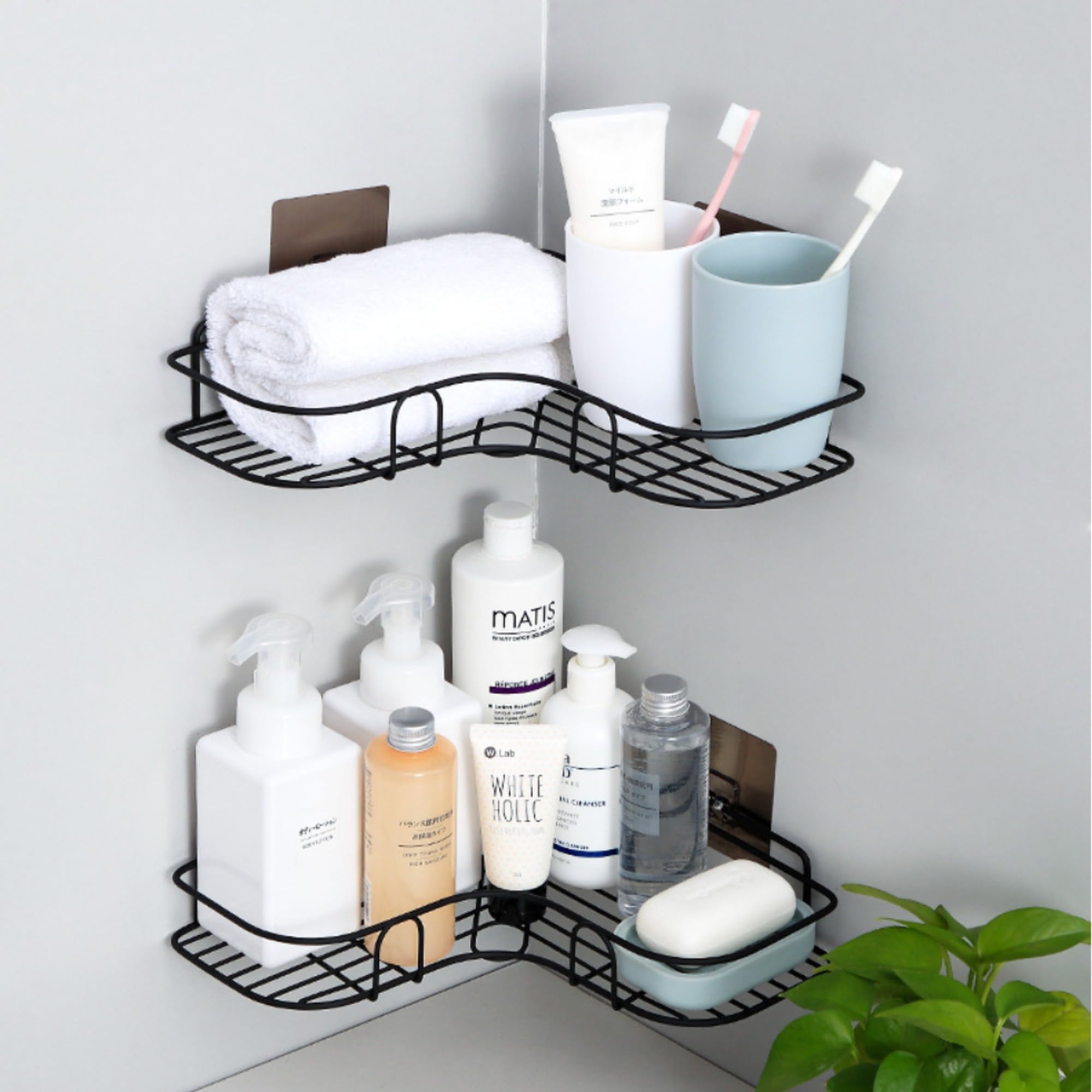 Zulaxy Bathroom Organizer Shelf Rack for Wall, Self Adhesive Without Drill Corner Bathroom Shelf for Wall, Kitchen and Bathroom Accessories Holder Shelf with Adhesive Hook (Black Metal, 1 Pack) (B0CX976FZJ) Amazon Price History, Amazon Price Tracker