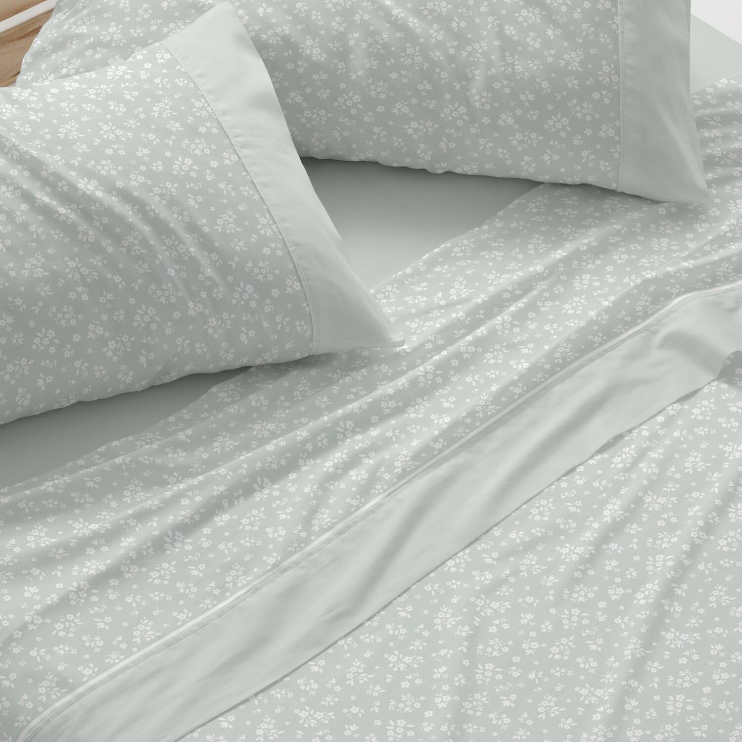 Burrito Blanco | Sábanas de Franela de algodón | Cama de 90cm. (+Medidas Disponibles) | Diseño 572 | Color Laurel (90x190/200cm.)