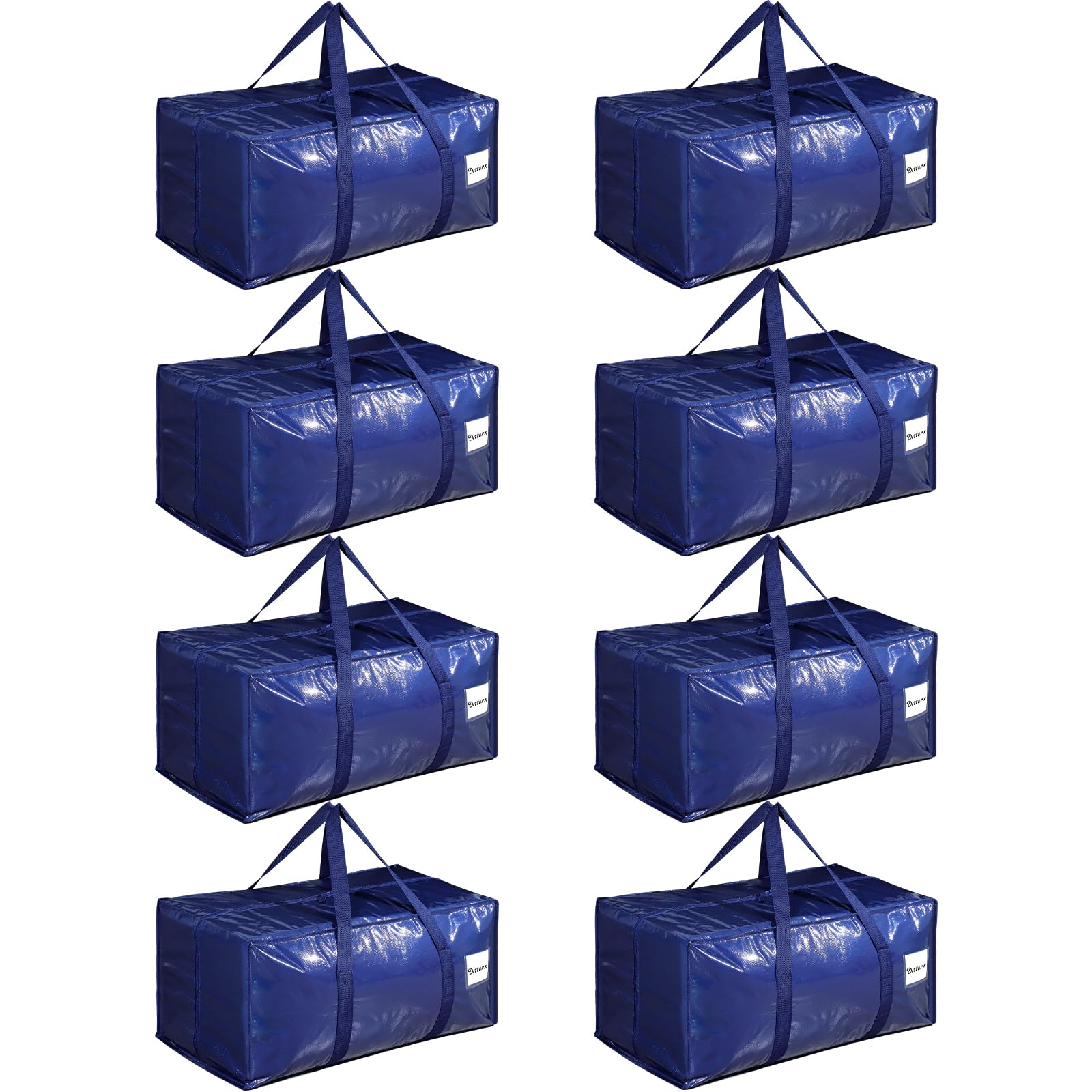 Dntorx 8 Stück 90L Aufbewahrungstasche, Heavy-Duty Umzugstaschen Umzugskartons Große mit Reißverschluss Griff Faltbar Aufbewahrungsbox für Umzug Camping Bettwäsche Kleidung Aufbewahrung (Blau)