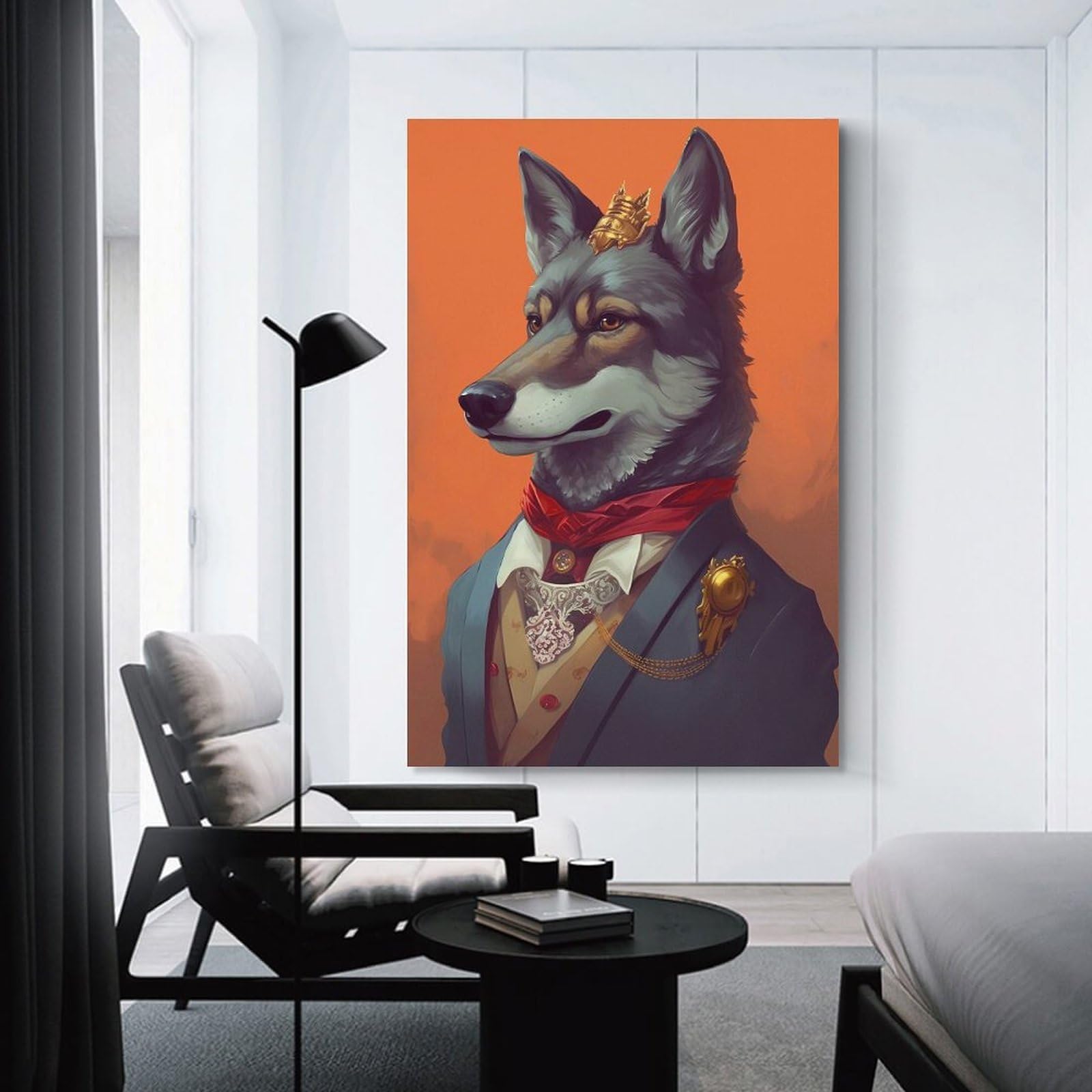 Junmoney Wolf Enchanted World Wall Art Print, 24x36inch(60x90cm), for Study, Office Or Focused Interiors, Home Office Artwork with Decorative Appeal