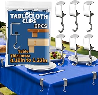 6 Packs Adjustable Tablecloth Clips - Heavy Duty Picnic Table Clips, Windproof Steel Table Cloth Cover Clamps Table Cloth Holders for Restaurant Picnics Marquees Weddings Graduation Party (small)