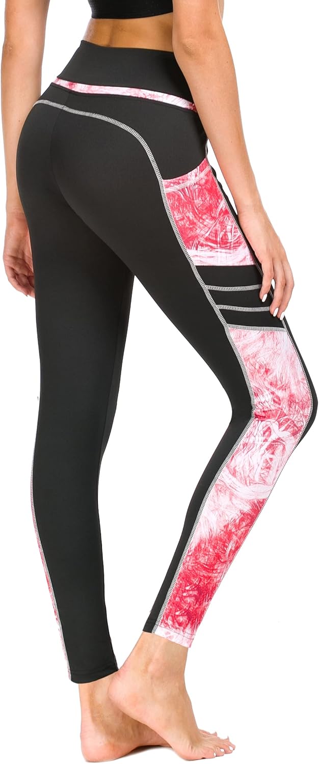 Sugar Pocket Womens High Waisted Yoga Leggings Gym Workout Running Pants with Side Pockets S(66) - Image 5