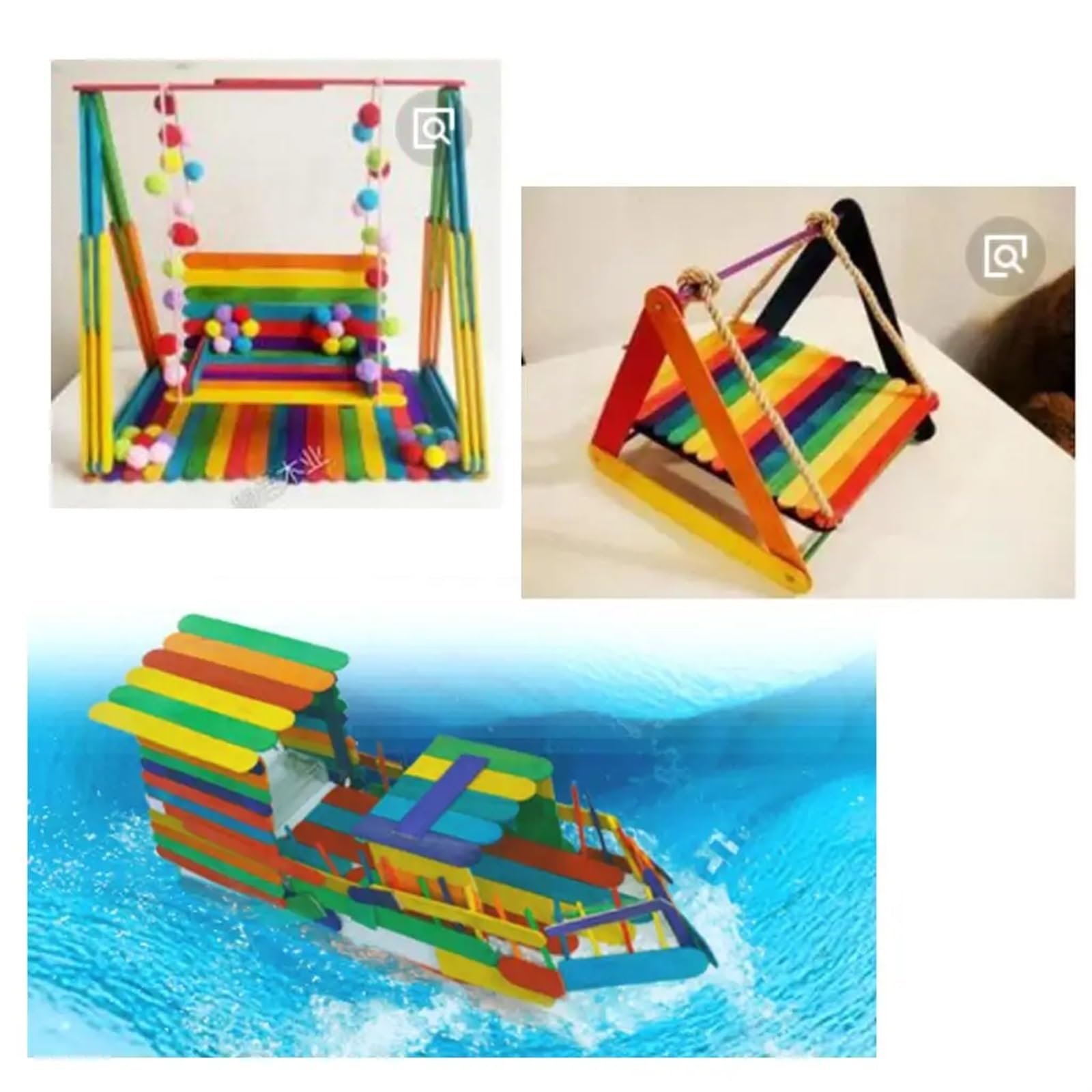 50 bâtonnets en bois colorés for le bricolage et les loisirs créatifs(S)