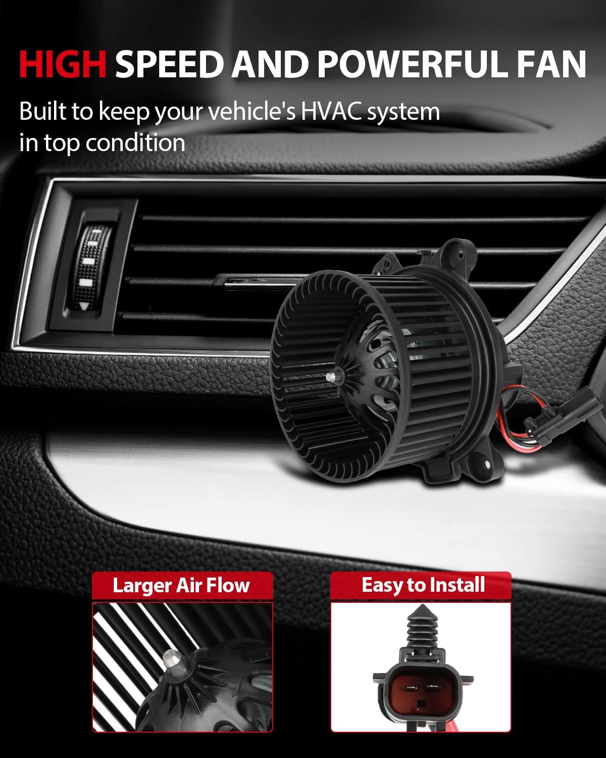 cciyu HVAC Heater Blower Motor with Wheel Fan Cage 4885669AC Air Conditioning AC Blower Motor fit for 2001-2004 for Dodge Dakota /2001-2003 for Dodge for Durango