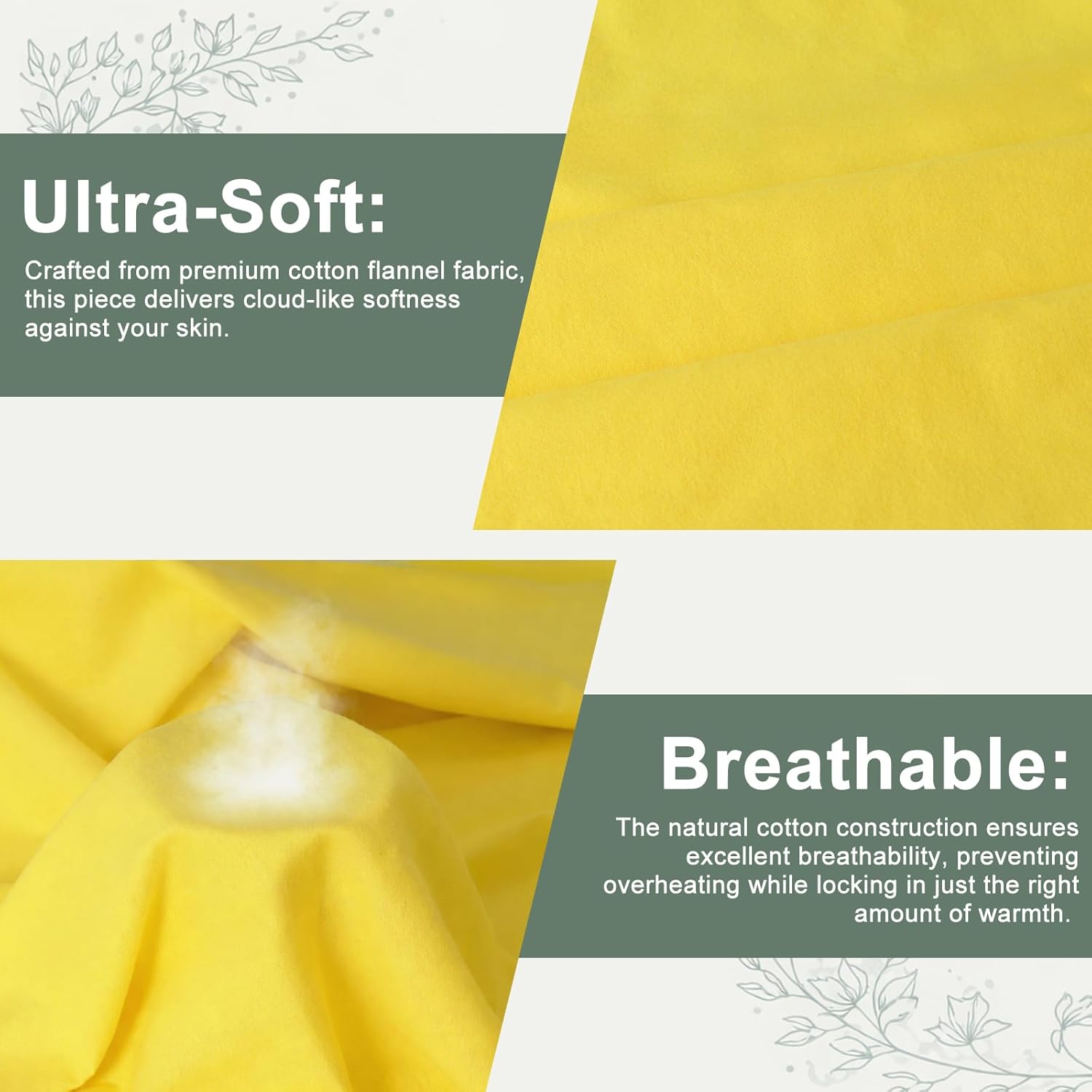 59”W Cotton Flannel Fabric, Super Soft 150GSM, Medium Weight Solid Arts & Crafts Quilting Blanket for Sewing(3Yard, Yellow)