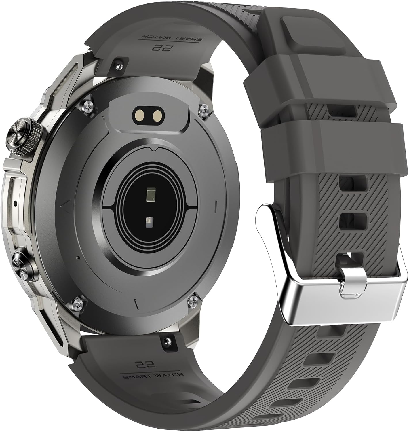 Atrás view of the VALDUS VG40 Pro Smartwatch, showing the heart rate sensor and charging contacts.