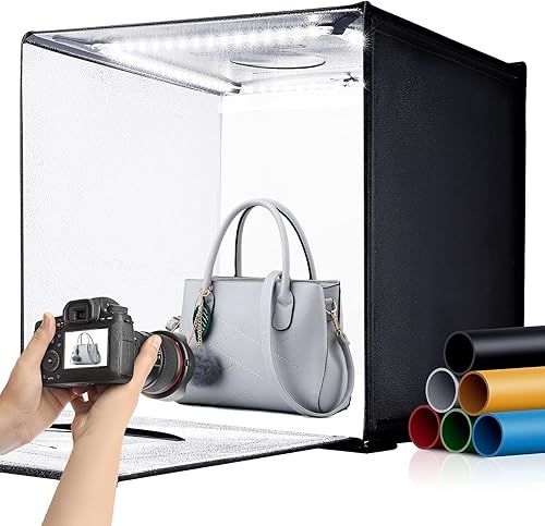 Miniatura 8 de Caja de luz portátil y caja suave, tienda de campaña profesional de 16 x 16 pulgadas con 120 luces LED para estudio fotográfico, caja de luz para