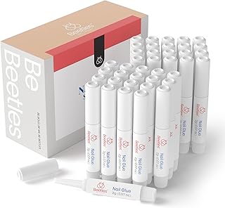 Beetles Nail Glue for Acrylic Nails, Nail Tips ＆ Press On Nails (0.07oz) 40 pcs Super Strong Nail Glue for Press on Nails Quick Dry Professional Nail Adhesive Bond Nail Tips Glue Fake Nails Gel Glue