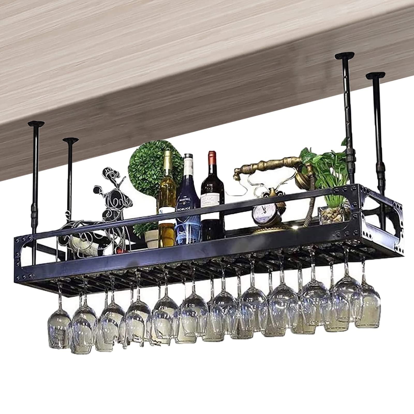 Casier à vin au plafond ULAINE porte-bouteille suspendu réglable