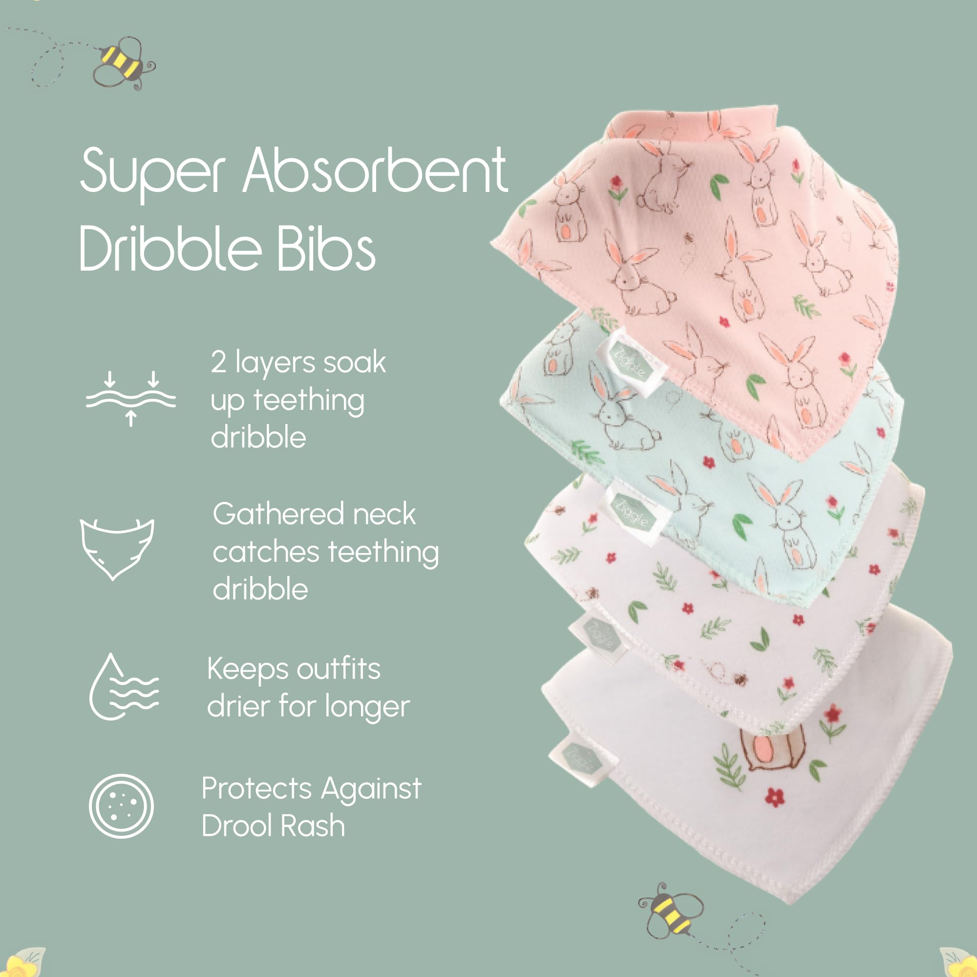 Bandana Dribble Bibs - Cotton Front Baby Bibs Newborn to 24 Months - Newborn Baby Gifts - Bibs For Comfortable Kids — view 4