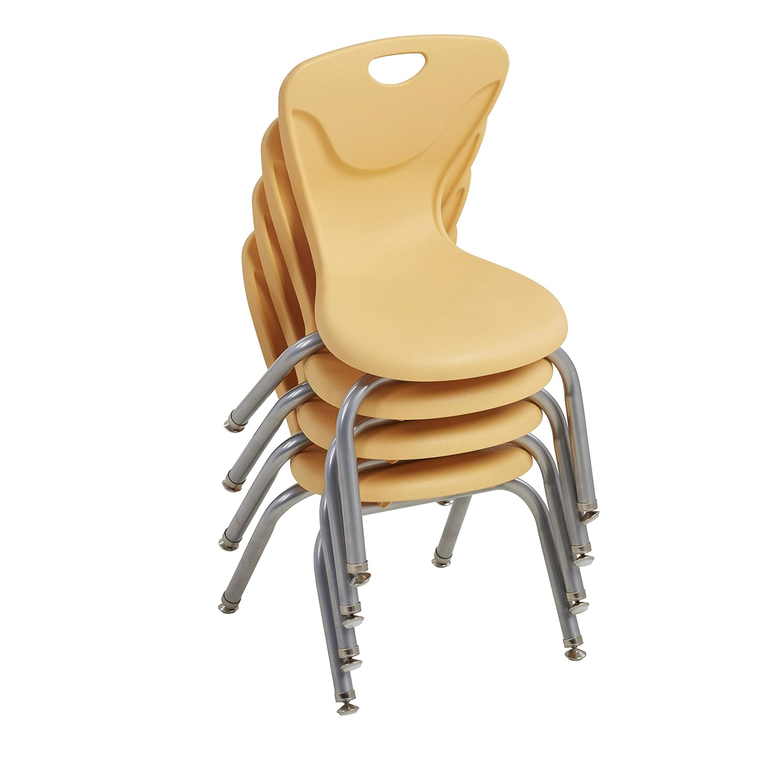 Factory Direct Partners"12"" Contour School Stacking Student Chair, Ergonomic Molded Seat Shell with Chromed Steel Frame and Swivel Leg Glides; for in-Home Learning or Classroom - Squash (4-Pack)": Industrial & Scientific