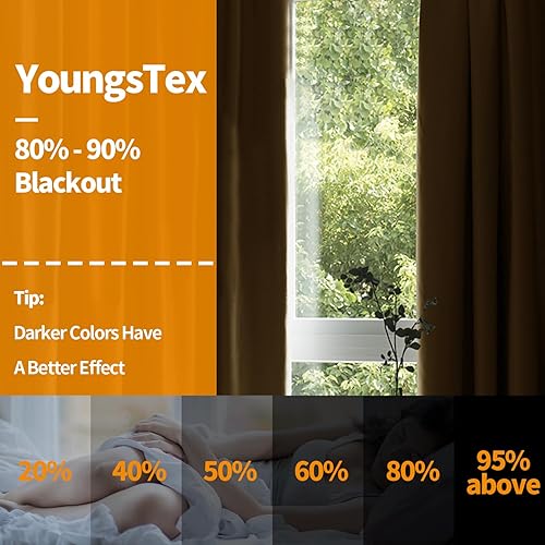 Miniatura 7 de YoungsTex Cortinas opacas para dormitorio, con aislamiento térmico y ojales, cortinas de oscurecimiento y reducción de ruido para sala de estar, 2