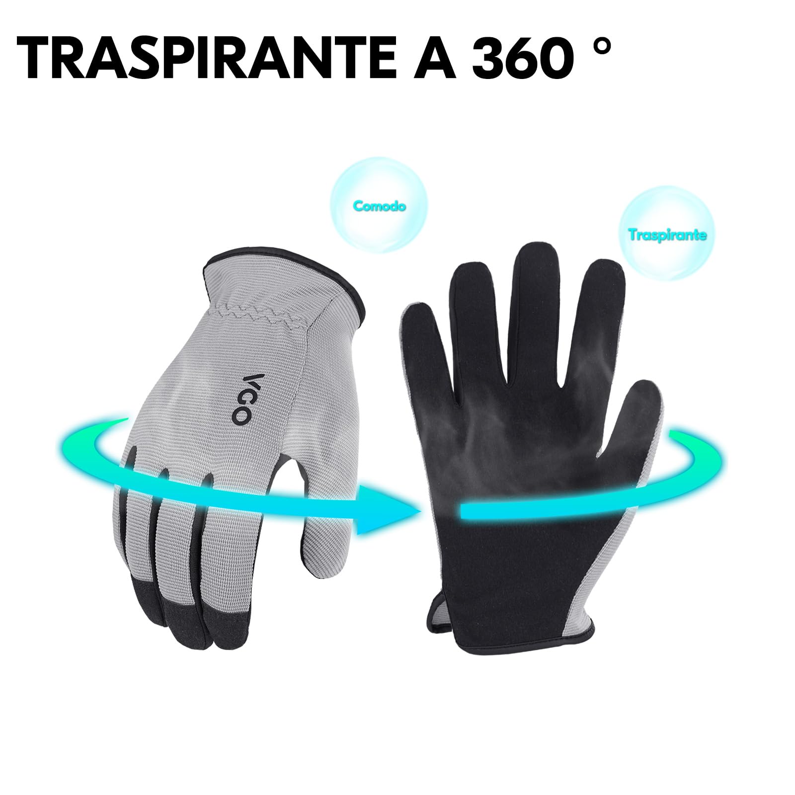 Vgo... 5 paia Guanti da Lavoro Uomo di Sicurezza Multifunzionali, Guanti da Cantiere Giardinaggio Edilizia Meccanico Magazzino (S, 5 colori, AL8736)
