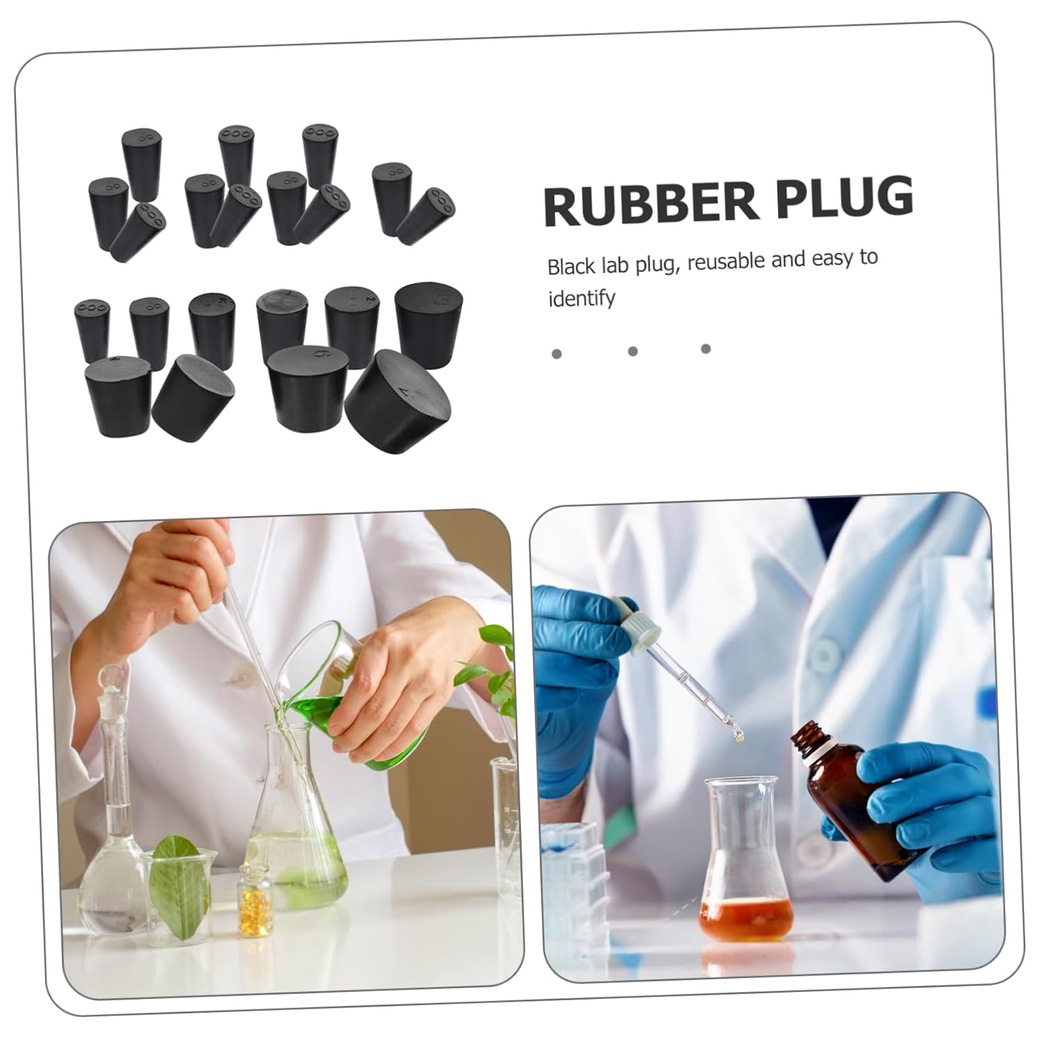 Mobestech 3sets Rubber Stoppers Lab Tapered Bungs for Beakers Sealing Plugs for Laboratory Instruments Sizes Insulation 27pcs*3