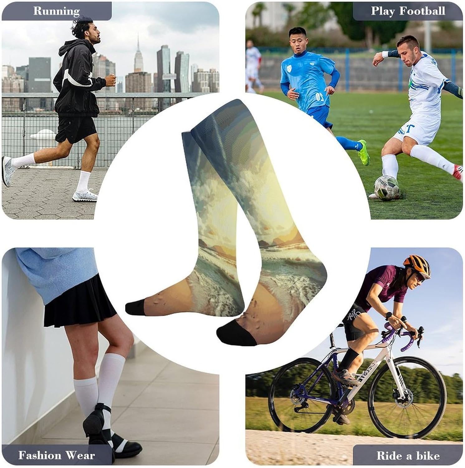 Sunset on The Beach Socks Hiking Boot Socks Casual Knee High Sock Cozy Outdoor Sport Socks for Women Men