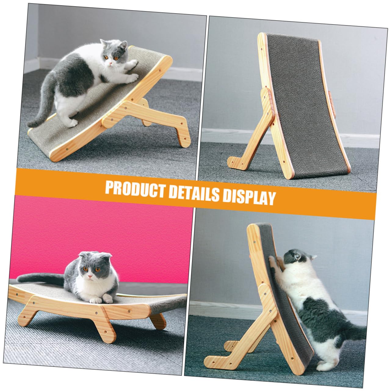 Rascador de Gatos de Madera y Cartón Ondulado, Reducir Comportamiento Destructivo, Juguete para Gatitos