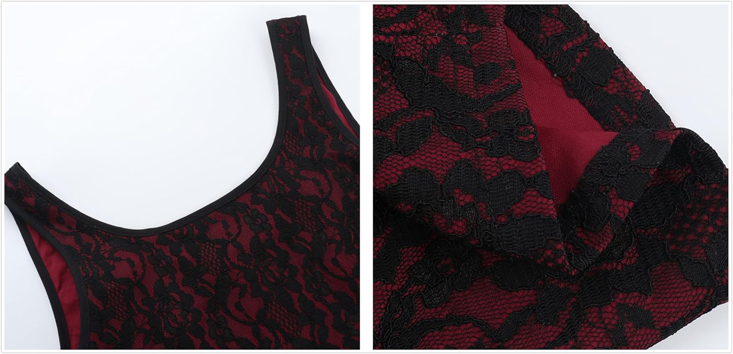Goth Crop Tank Top Women Punk Wide Strap Lace-Up Scoop Neck Backless Floral Retro Gothic