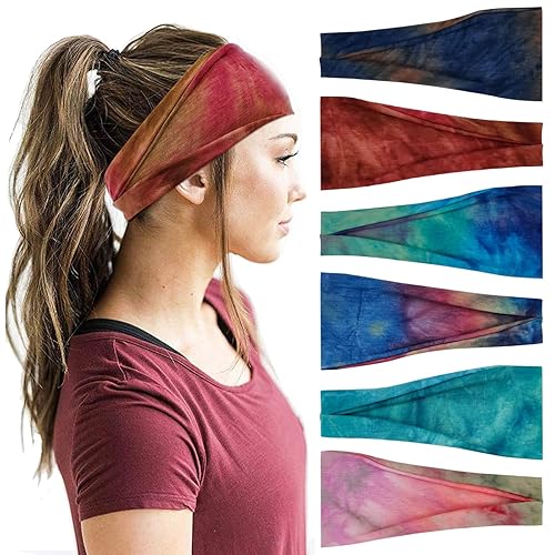 Vista 55 de Fashion Headbands For Women Wide Headband Yoga Workout Head Bands Hair Accessories Band 6 Pack