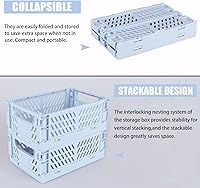 Vista 3 de Tixill Paquete de 2 mini cestas de plástico plegables para organización y almacenamiento, caja de almacenamiento plegable para hogar, cocina, Azul