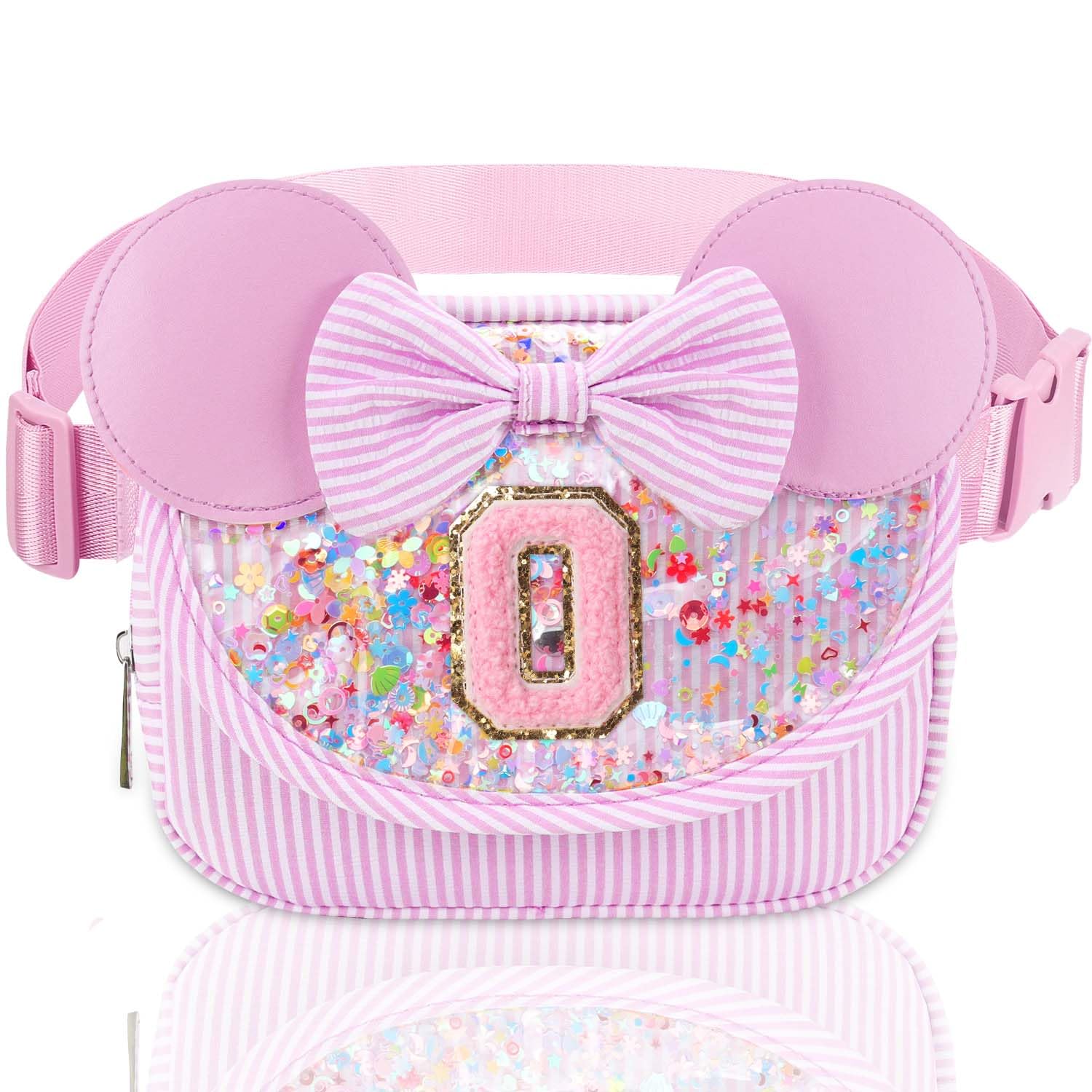 Initial Fanny Pack for Girls - Belt Bag for Teens Kid Teen Girl Kid Birthday Gift Stripe Pink O